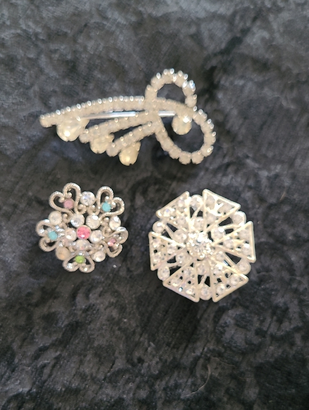 2/$22 Rhinestone Vintage & New Brooch Lot - Silvertone